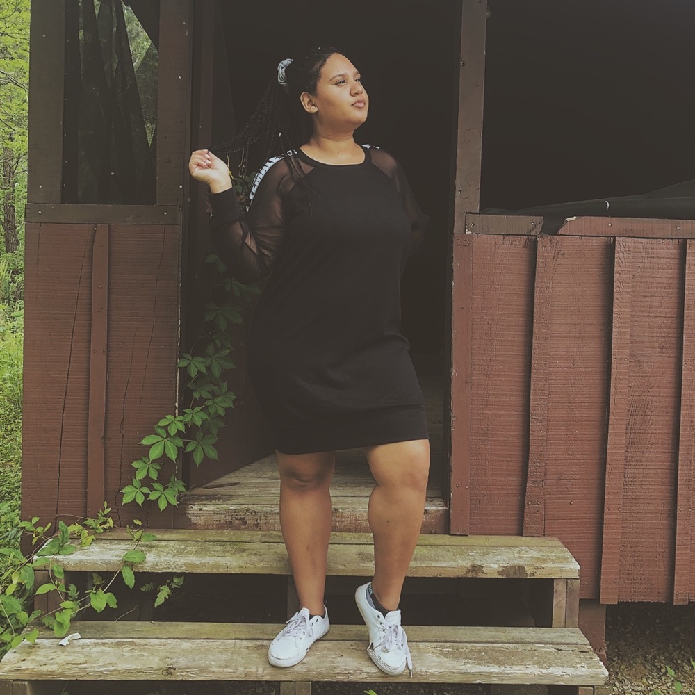 Plus Size Female-Trim Sweater Dress